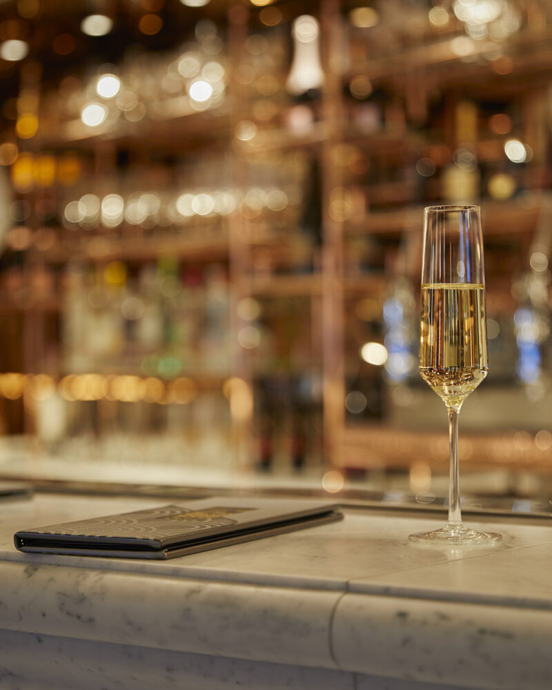 A flute of champagne at SIP Lounge